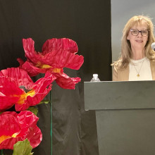 Bev van der Heide, Clinical Manager of the Operational Stress Injury (OSI) Clinic at Parkwood Institute, leads a 20th anniversary celebration event of the London clinic on Dec. 5, 2024