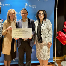 Representing St. Joseph's Health Care London and the Operational Stress Injury Clinic at Parkwood Institute during the OSI Clinic's 20th anniversary on Dec. 5 2024  are Sherry Frizzell, Bev van der Heide, Dr. Don Richardson and Sandy Jansen.
