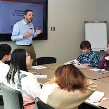 Dr. Thiessen presents to high school class